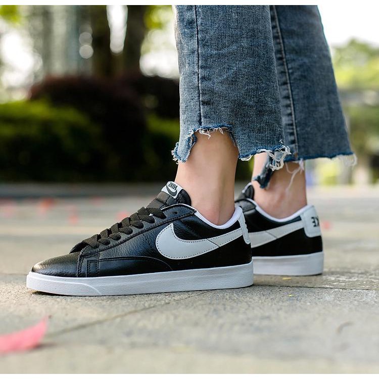 nike blazer low black white