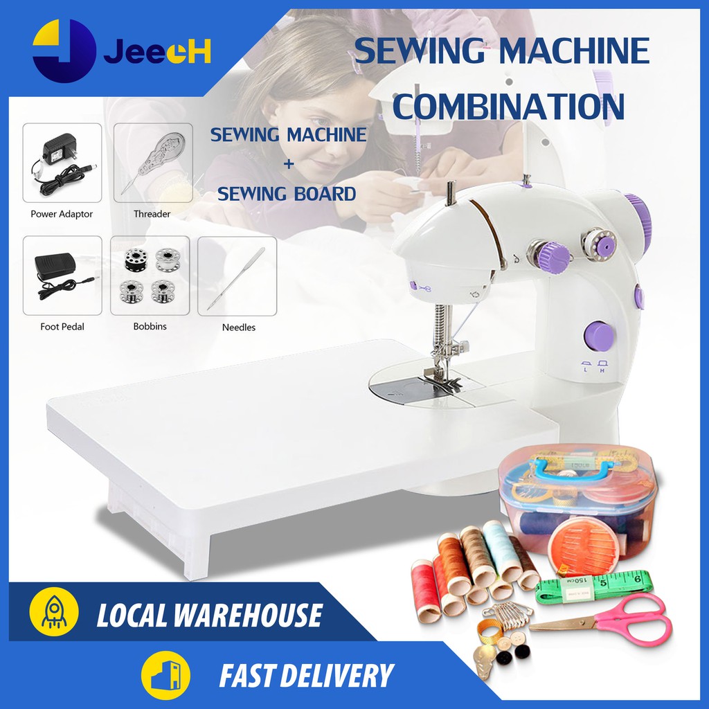 Electric Sewing Machine with Foot Pedal Control, Double Threads, and 2 ...