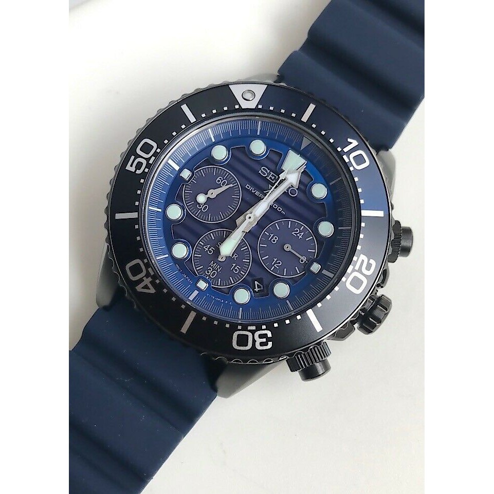 BNEW AUTHENTIC SEIKO SSC701P1 Prospex Solar Diver Chronograph Blue Rubber  Strap Watch For Men | Shopee Philippines