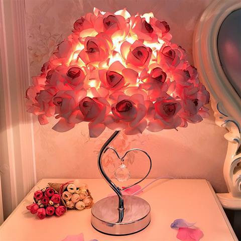 Rose Crystal Table Lamp Gift Creative Wedding Room Decoration Warm Garden Bedroom Bedside Desk Light