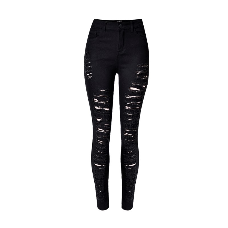 plus size black cut up jeans