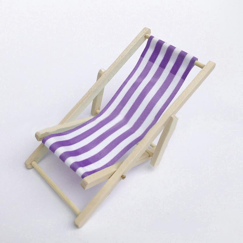 Hot Dollhouse Mini Scale Wood Fabric Gift Beach Chair Decorations