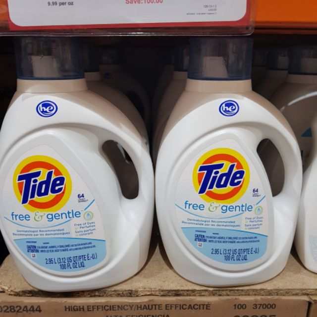 Tide Liquid Detergent Free And Gentle 2.95l 