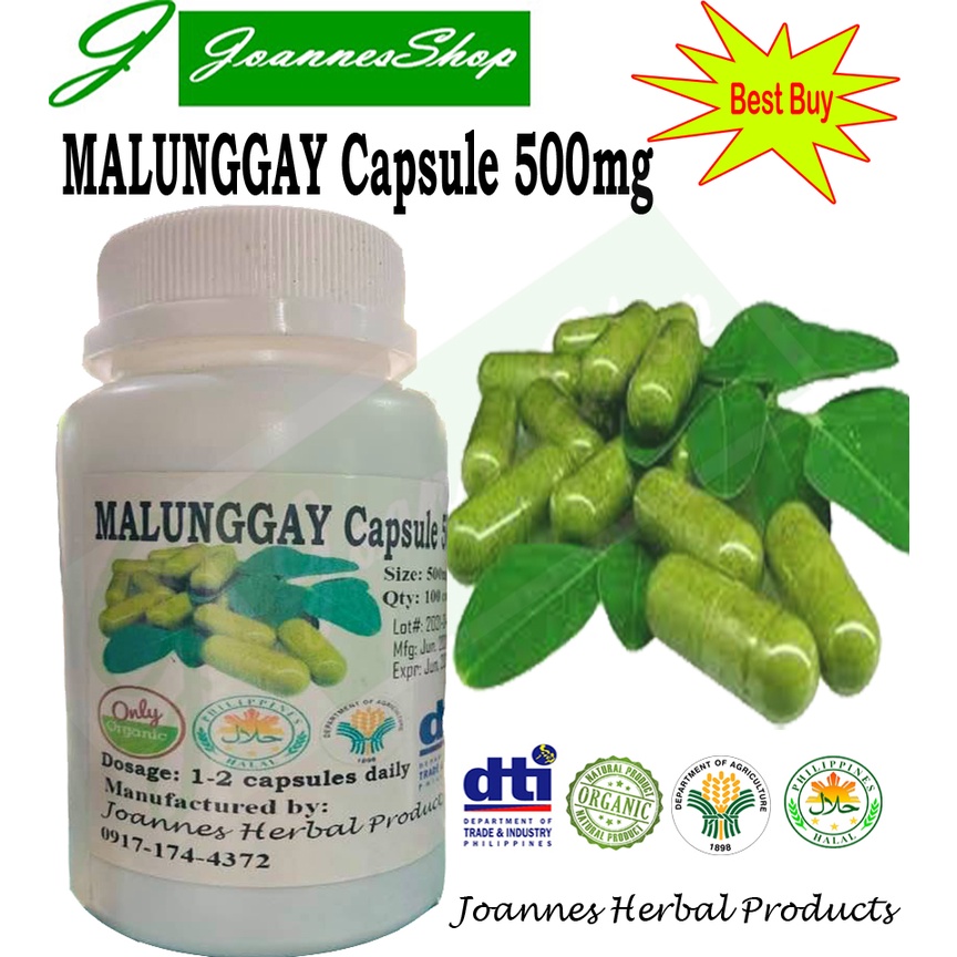 Organic Malunggay capsule (Moringa) 500MG CAPSULES | Shopee Philippines