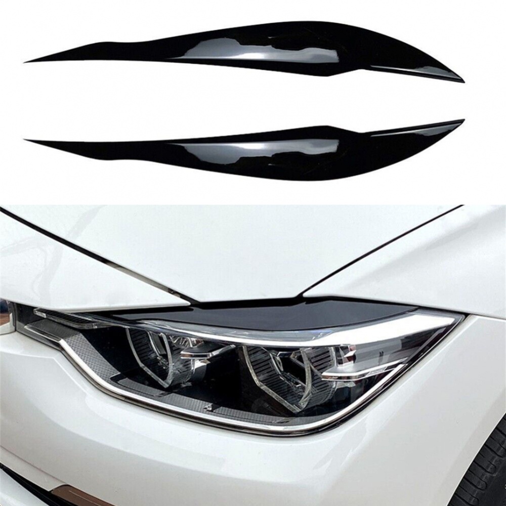 2Pcs F30 Headlight Cover Eyelid Gloss Black Eyebrow BMW Saloon F30 F31 ...