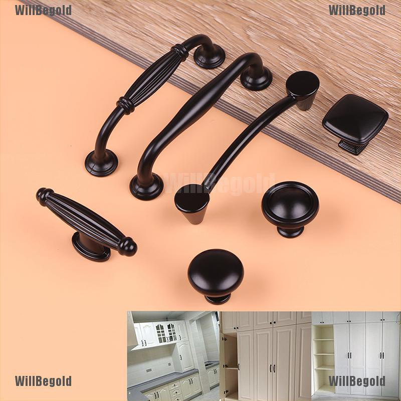 Willbegold 1pc Alloy Black Door Knobs Cabinet Drawer Cupboard