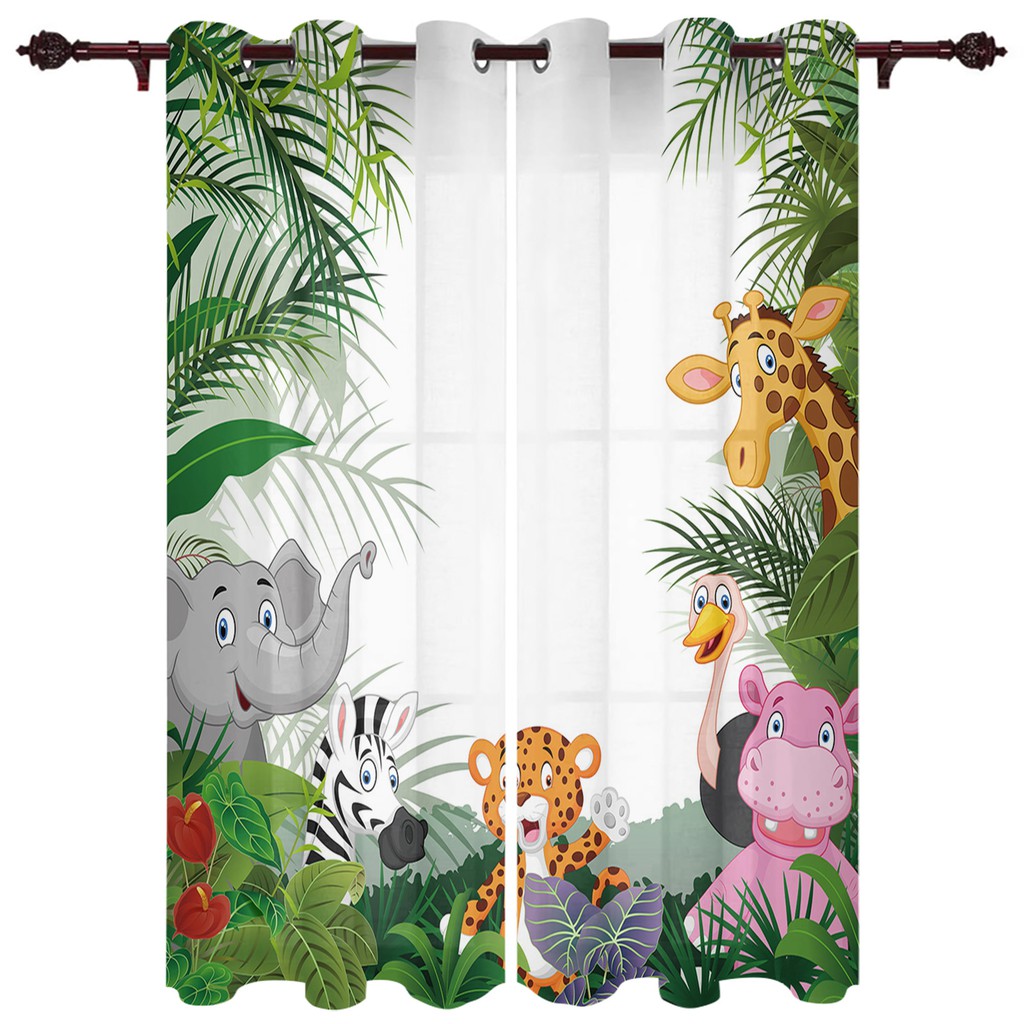 Tropical Jungle Animal Cartoon Giraffe Window Curtains Home Decor Living  Room Curtains Bedroom | Shopee Philippines