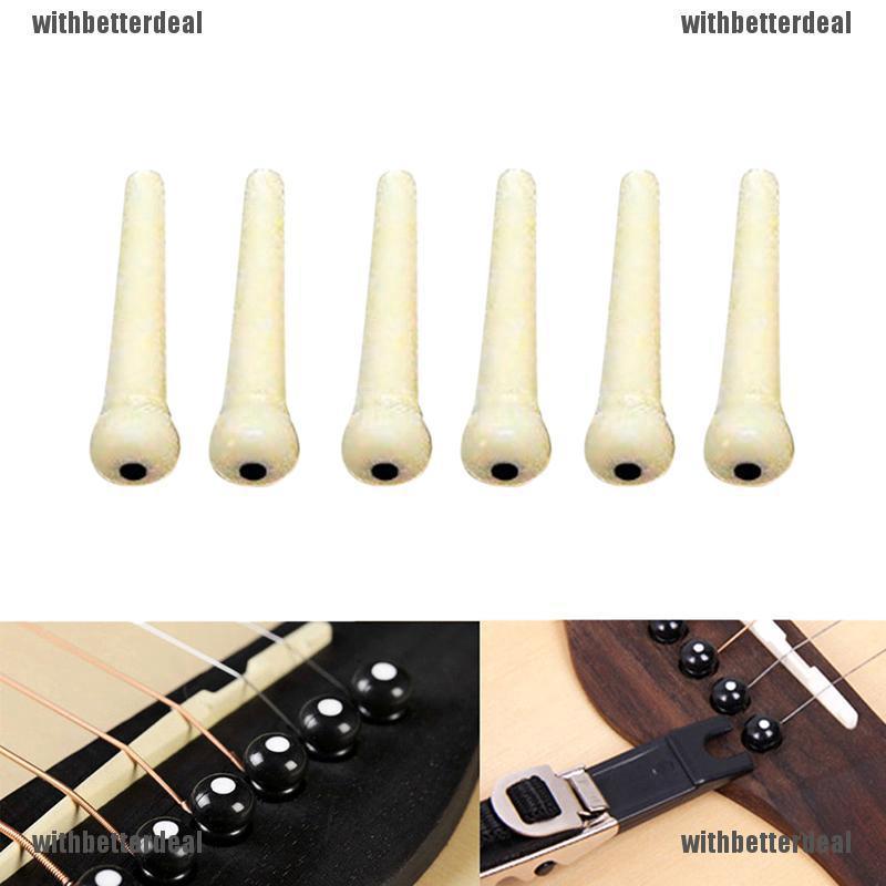 Set 6pcs Black Ebony Bridge Pins with Shell Dots for Acoustic Guitar