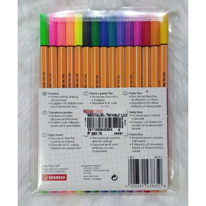 Stabilo Point 88 Pack of 15 (Assorted Color / Assorted Color 5x Neon) |  Shopee Philippines