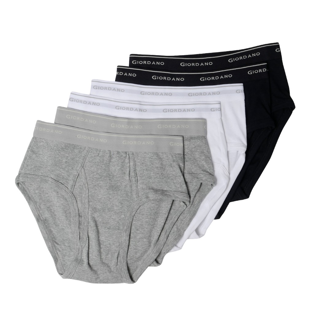 GIORDANO Men's Solid Classic Brief (01177014) - Black, Grey, White ...