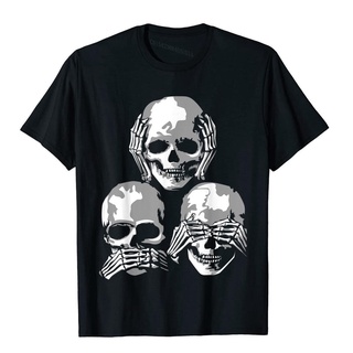 See No Evil Hear No Evil Speak No Evil Halloween Skull T-Shirt Man New Arrival Chinese Style Tees Cotton Top T-Shirts Group #1