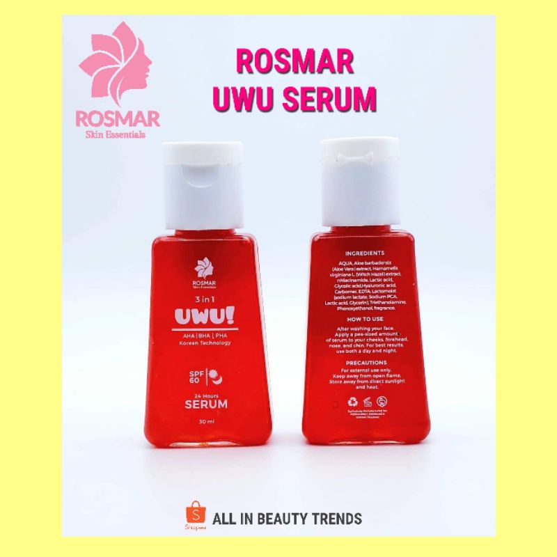 Onhand‼️ Rosmar Uwu 3 In 1 Aha Bha Pha Serum With Spf 60 Shopee Philippines