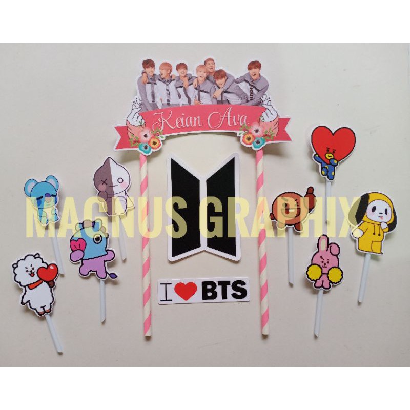 BTS cake topper (BTS themed cake) korean BTS customized topper | Shopee ...