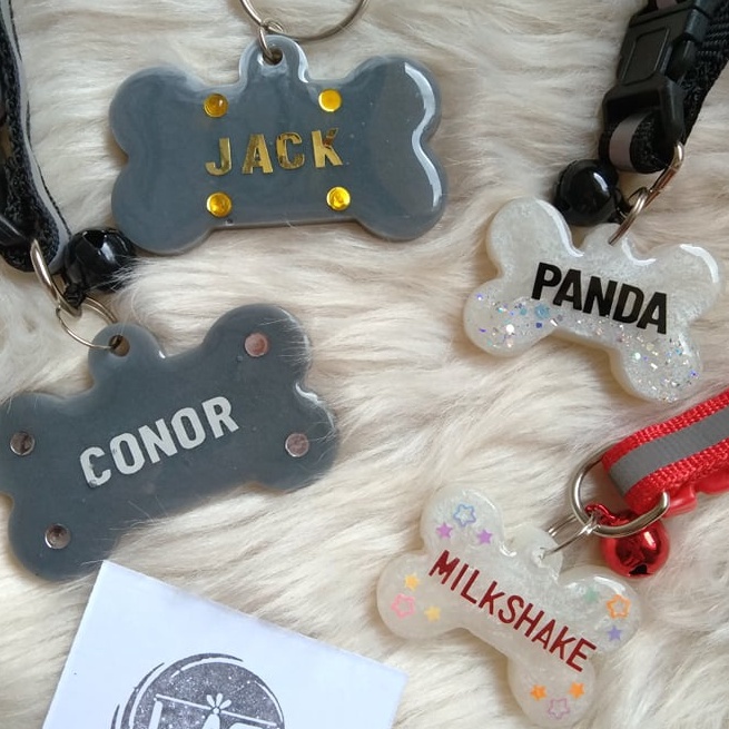 dog accessories◆Customized Resin Dog and Cat NAMETAG - with c