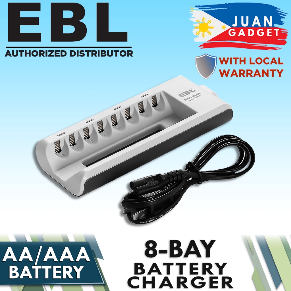 EBL 808 8 Bay AA or AAA Rechargeable Battery Charger, NiMH Quick