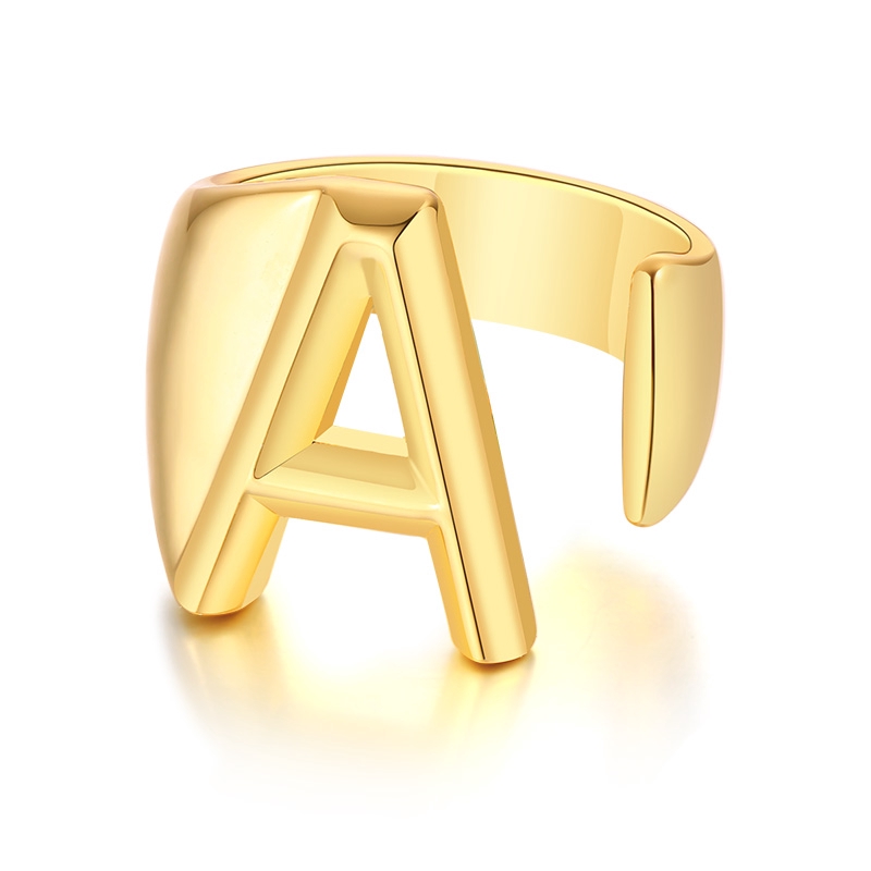 Letter A To Z Personalized Gold Bold Initial Letter Open Ring Adjustable Women Statement Rings Shopee Philippines