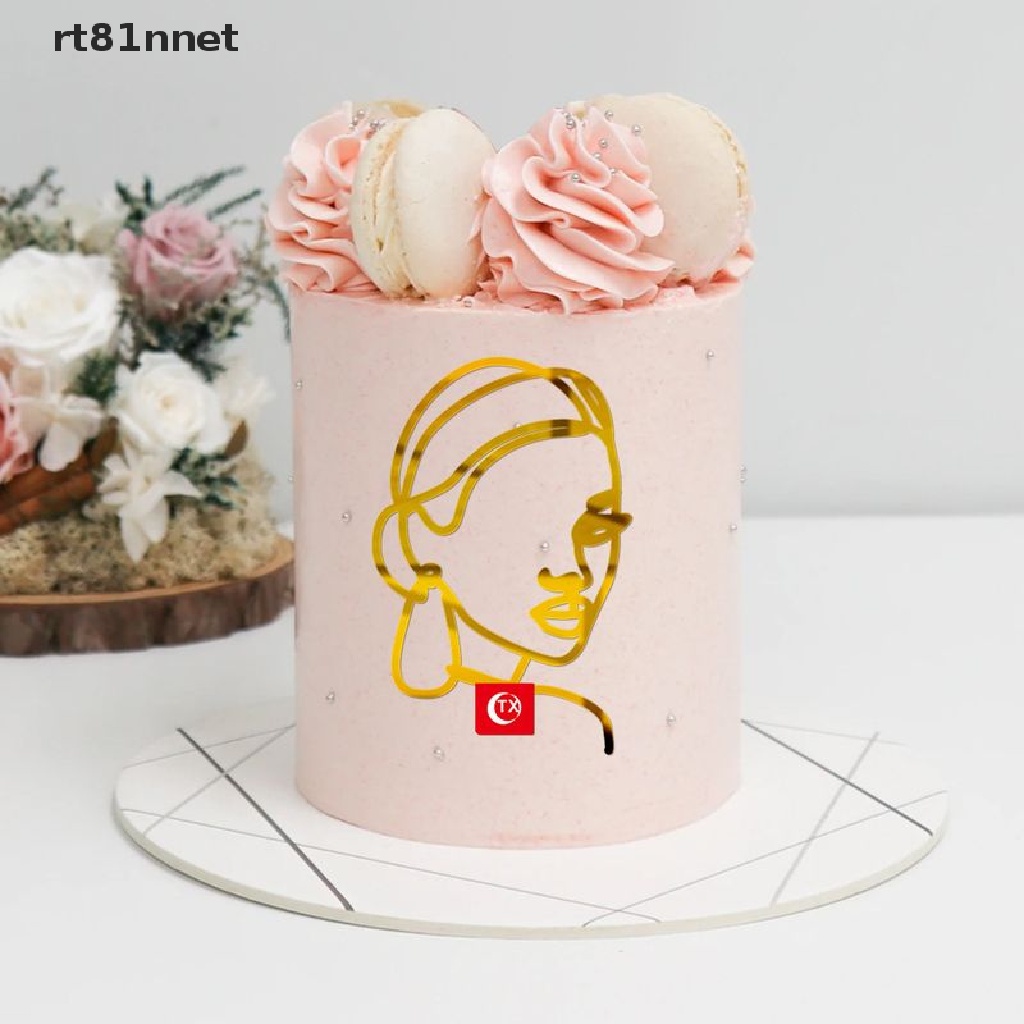 COD▪RT Acrylic Happy Birthday Cake Toppers Lady Face Cake Decoration Party Supplies n