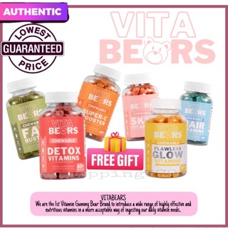 PRE-ORDER Vitabears Hair Nail Skin | Fat Buster |Super C | Detox Chewable Vitamin Vegan Gummies 𝟲𝟬'