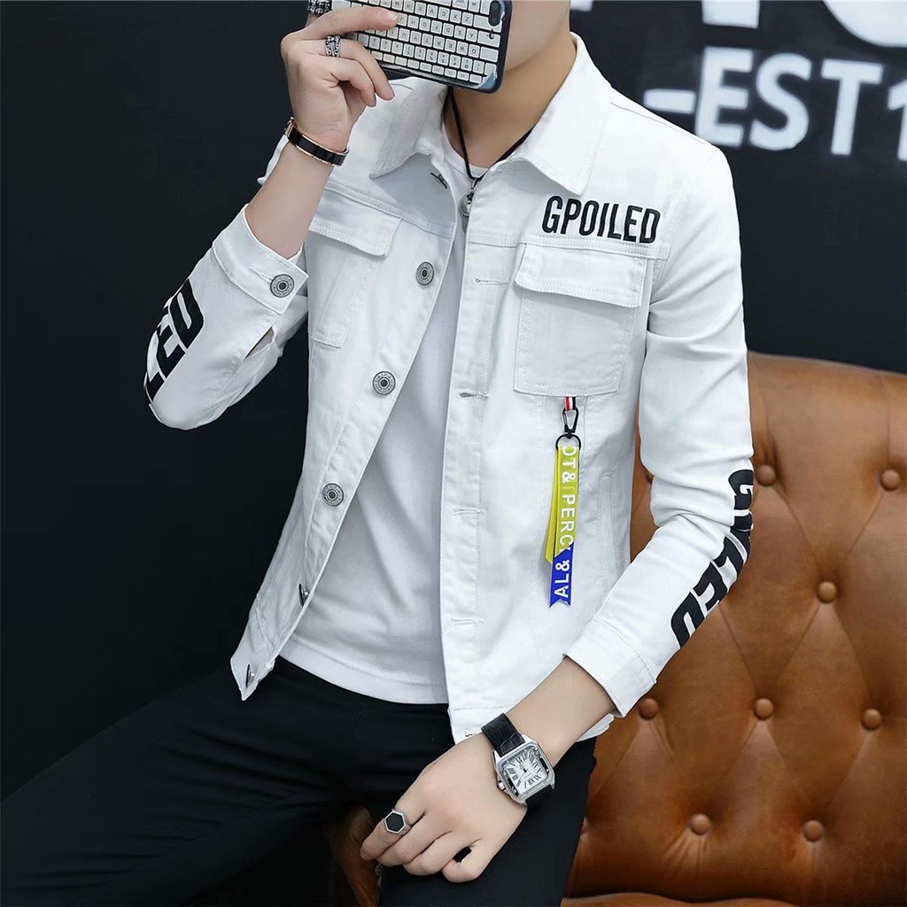white denim jacket men
