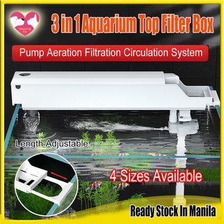 Upgrade Top Filter for Aquarium 3 in 1 Power Head Pump Air Oxygen Aerator Aerobic Pumping Cycle