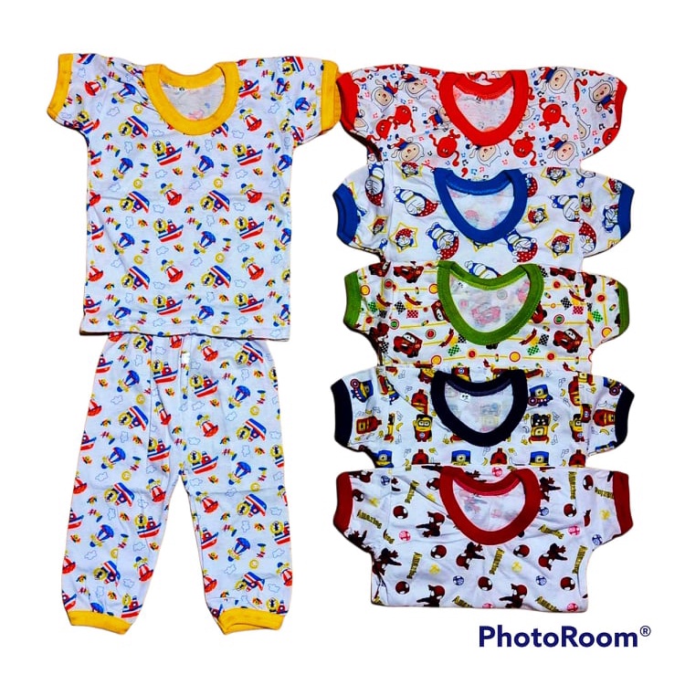 3pairs White TernoTshirt Pajama Character Cotton Sleepwear Pambahay Boy and Girl ( 05yrs old