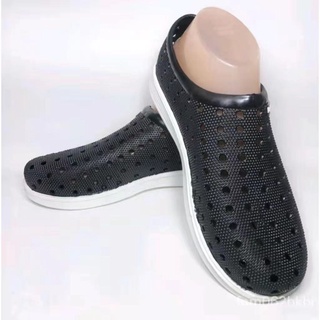 COD#Men's jelly shoes rainy season outdoor non-slip black shoes