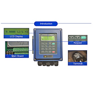 TUF-2000B Wall Mounted Clamp On Ultrasonic Flowmeter RS485 MODBUS ...