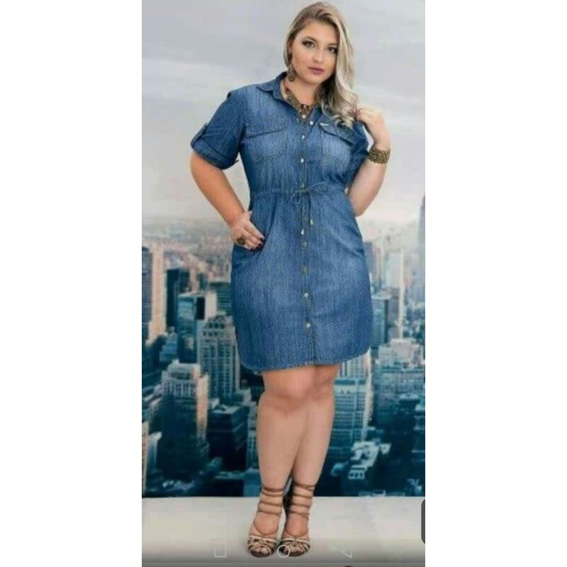 Fashion korean denim polo dress casual dress fit L , xl hidh quality |  Shopee Philippines