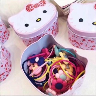  Hello  kitty  pony tail  30pcs set with can for kids Shopee 