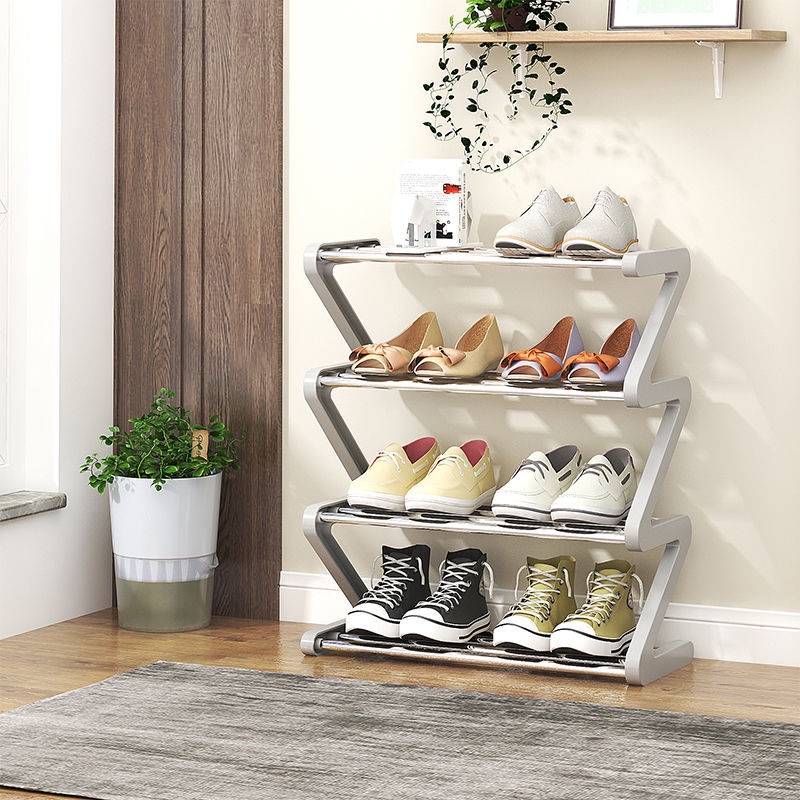 4 Layer Stainless Steel Display Shoe Rack Shoe Organizer Shoe Cabinet Storage Shelf Shopee