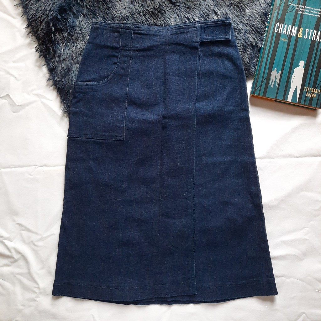 dark grey denim skirt