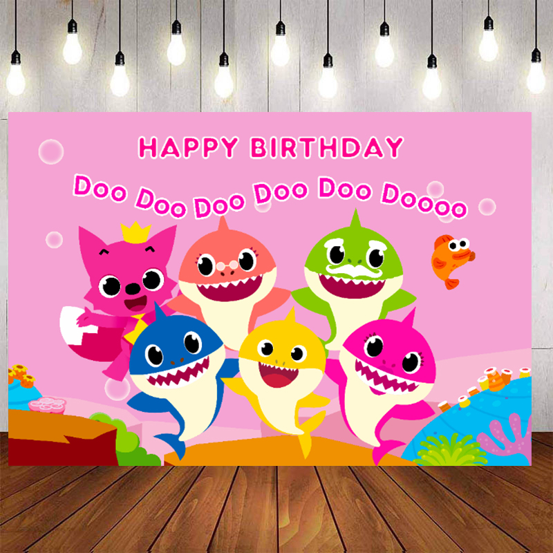 Baby Shark Pink Birthday Backdrop Cartoon Characters Pink Sea Photography  Background for Girls Party Decoration Custom Name Photo | Shopee Philippines