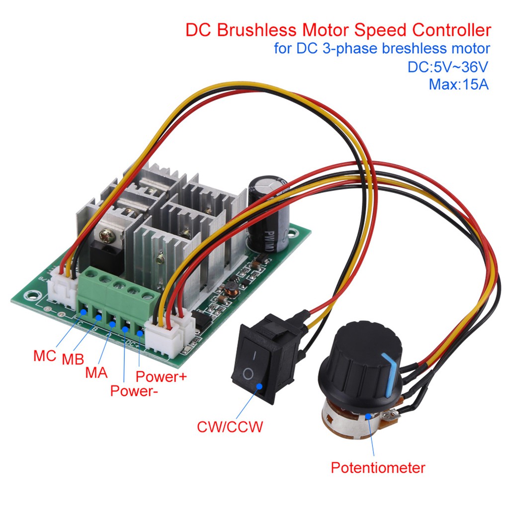 Globedealwin Brushless DC Motor Speed Controller for Control 3-Phase Brushle