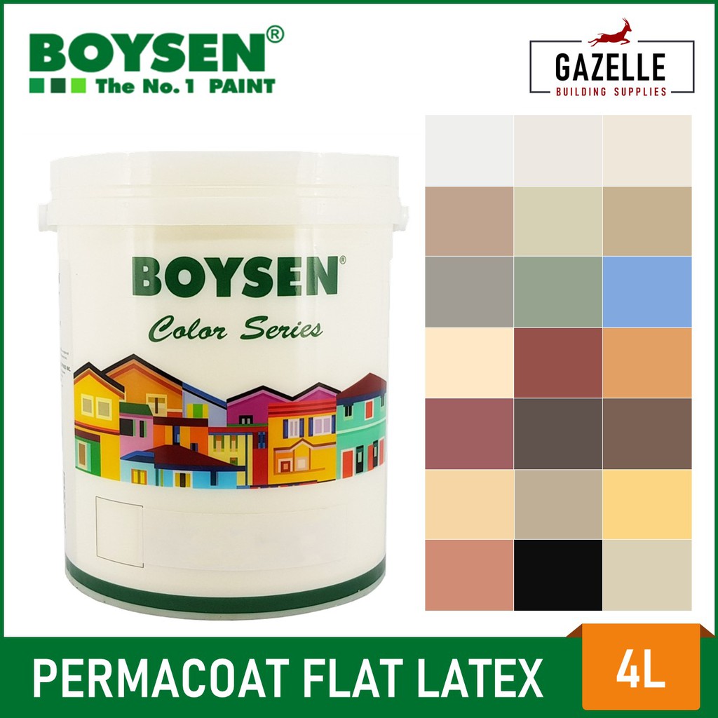 BOYSEN Permacoat Flat Latex Paint - 4L (For Concrete & Stone Surfaces ...