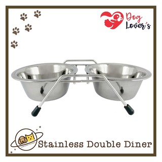 Good Quality Stainless Double Diner Pet Bowl with Wire Stand for Dogs and Cats (Pawsome Planet)