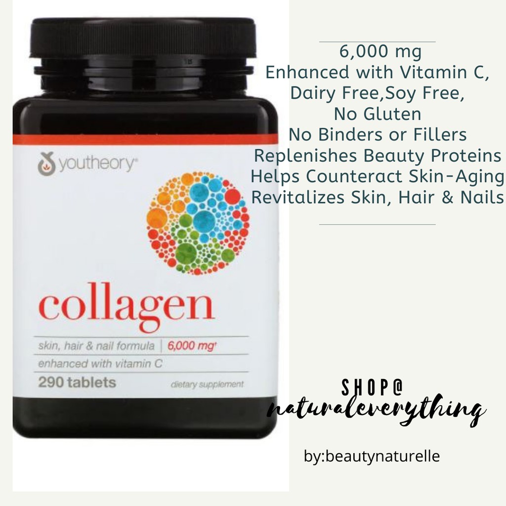 Youtheory collagen 6,000mg Advance Formula with Vit C 290 Tablets ...