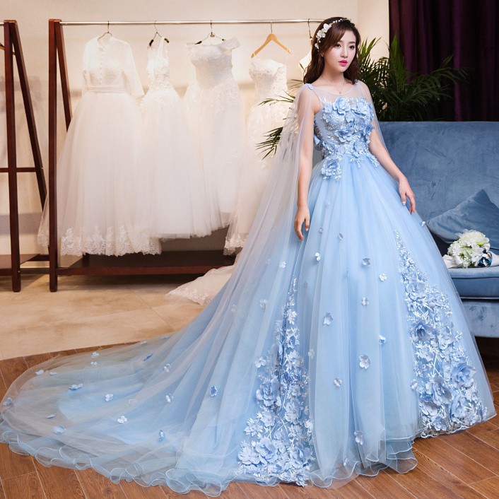 blue rose wedding dress