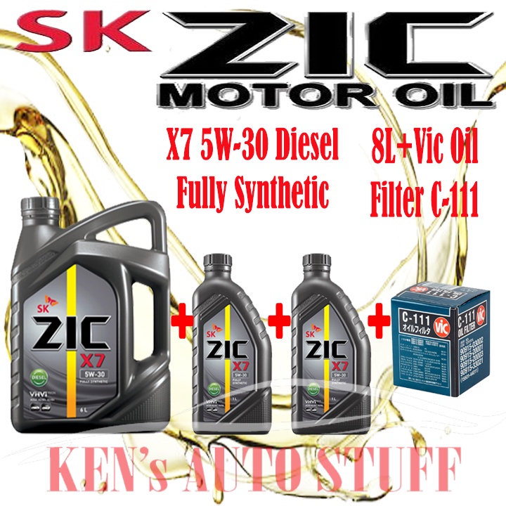SK ZIC X7 5W-30 Diesel Fully Synthetic PCDO (8Liters) Bundle promo with .