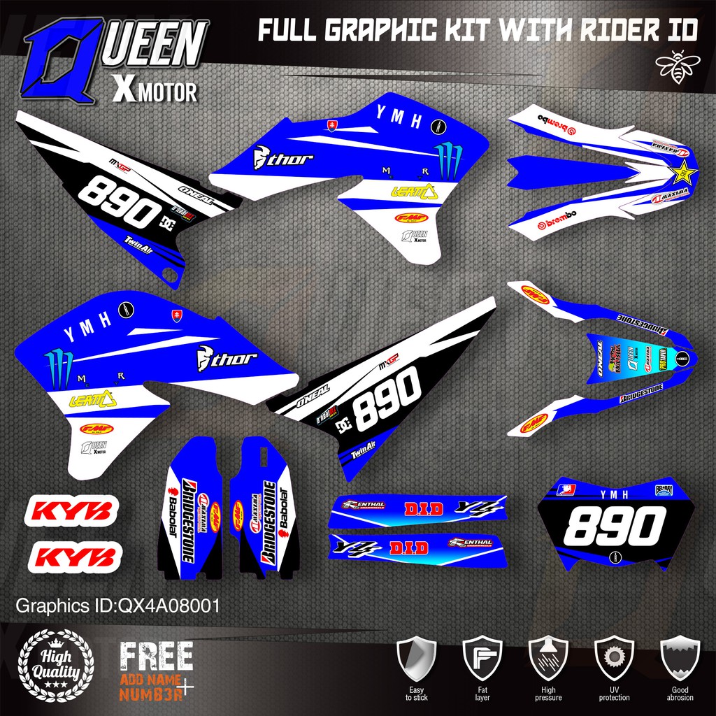 QUEEN X MOTOR Custom Team Graphics Backgrounds Decals 3M Stickers Kit