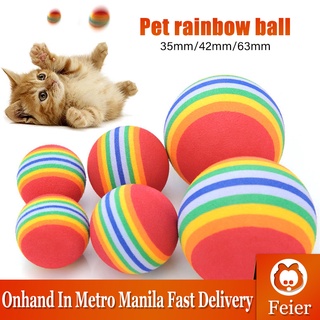 【Ready stock】Pet Puppy Cat Toy Ball Rainbow Chewing Interactive Ball Teething Toy