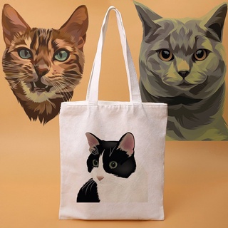 CATS Canvas tote bag with zipper and pockets