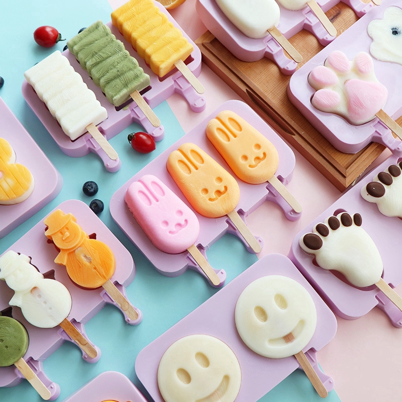 New Silicone Ice Cream Mold Popsicle Molds DIY Homemade Cartoon Ice