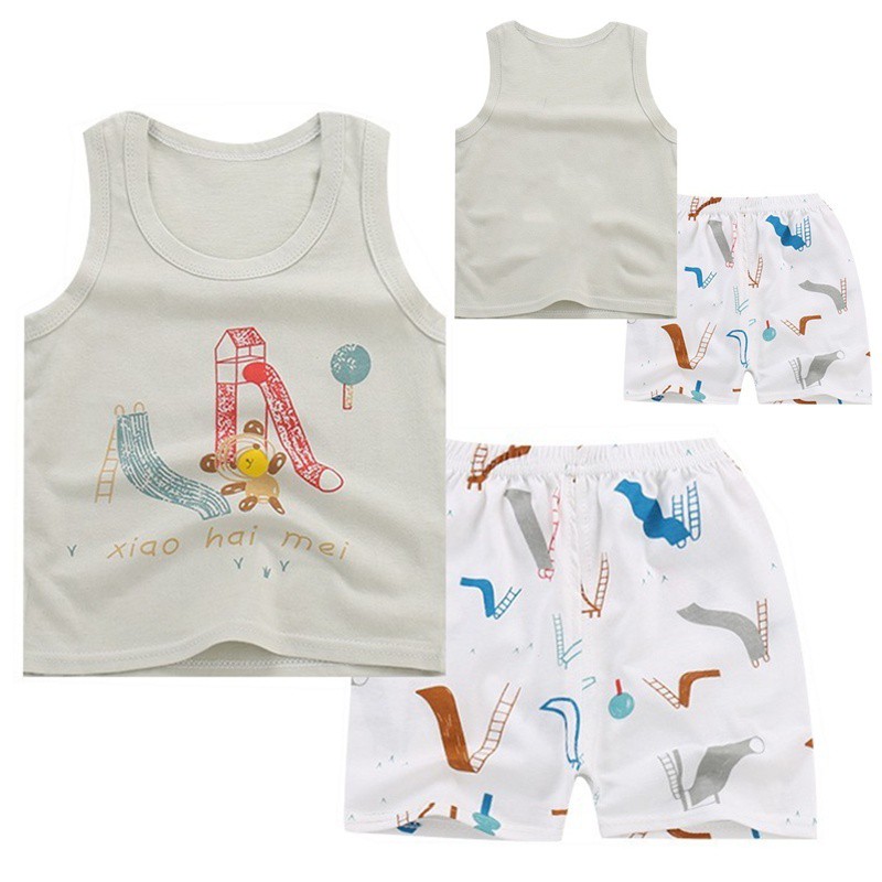 Baby Clothes Set Cotton Cute Sleeveless Vest Shorts Suit - afp vest roblox