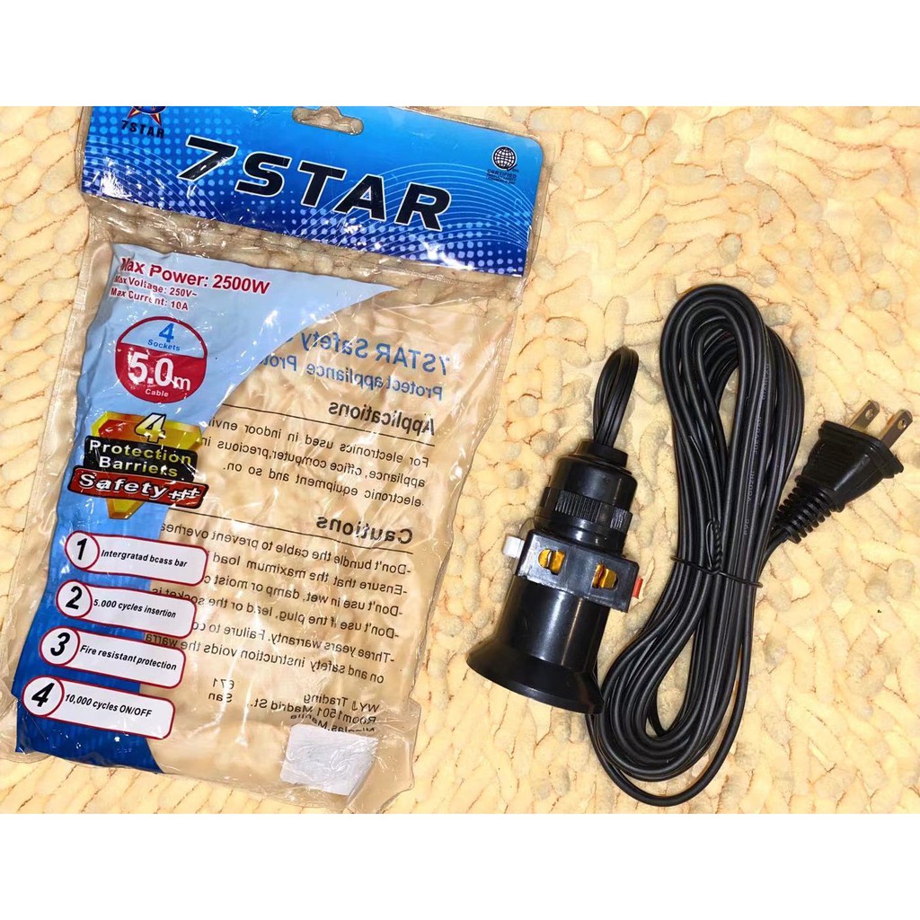 5 Meters Bulb Socket Extension Cord Adapter Extension Extension with