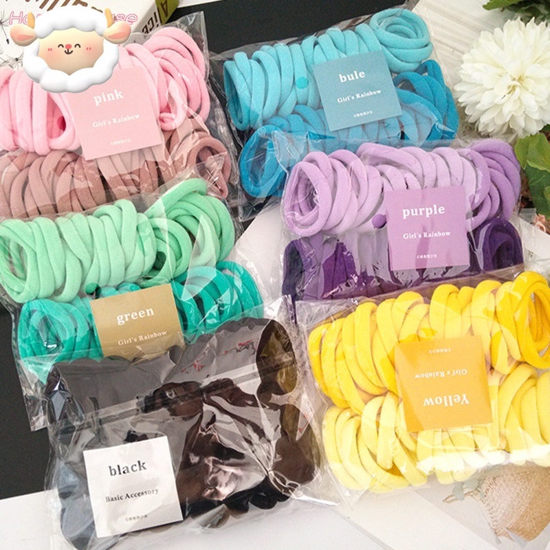 48pcs hair tie gradient color high elastic purple pink yellow blue black(1pack/48~50pcs) H