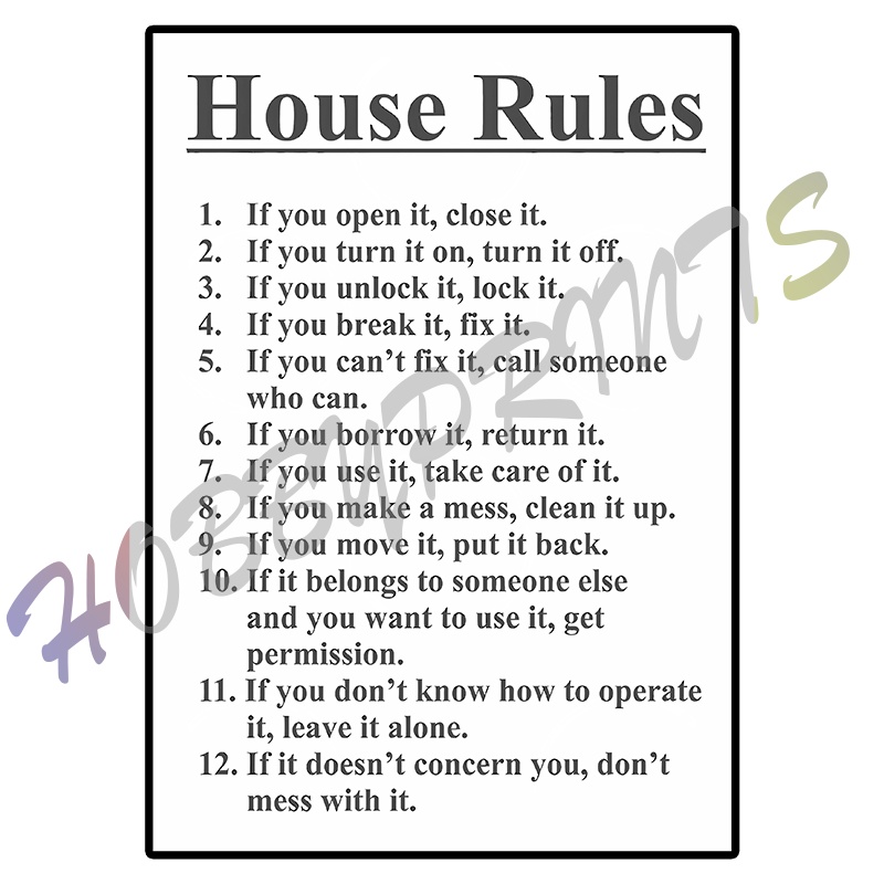 Laminated Signages | House Rules | Signage | Sign Boards | Shopee ...