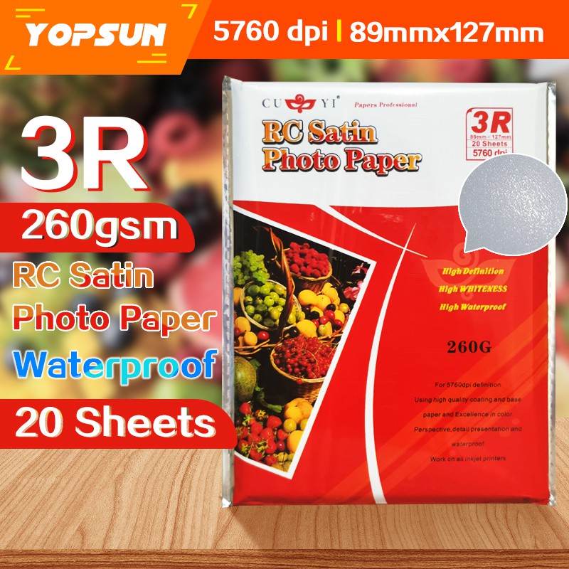 CUYI Rc Satin Photo Paper A4 / 3R / 4R / 5R Inkjet Paper 260gsm 20Sheets #9
