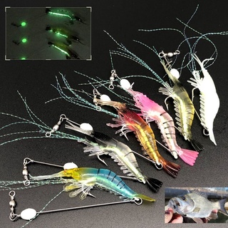 9cm 7g Luminous Fake Shrimp Soft Silicone Artificial Bait with Bead Swivels hook for fishing Sabiki Rig Sea Fishing Tackle 1pcs