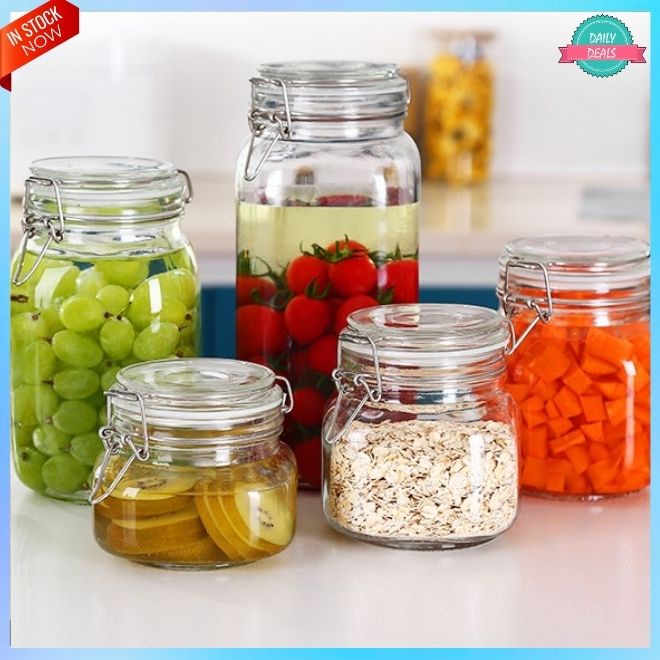 1200ML Airtight Jar Glass Food Bottle Pickle Jar Honey Bottle GLASSJAR