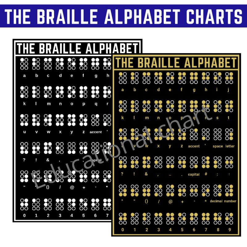 The Braille Alphabet Charts, Braille numbers charts, (hindi Naka